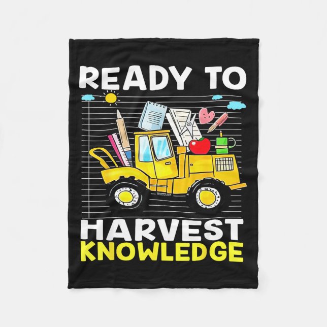 Back To School Teacher Farming Tractor Farmer Kids Fleece Blanket (Front)