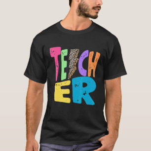 Back To School Teacher Leopard Thunder Motivationa T-Shirt