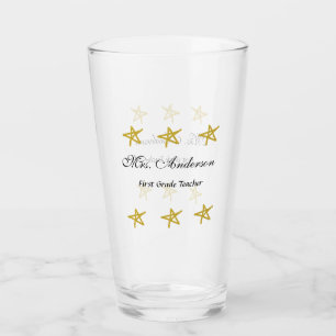 Back to school teacher name golden stars appreciat glass