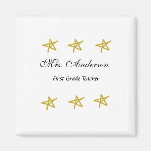 Back to school teacher name golden stars appreciat magnet