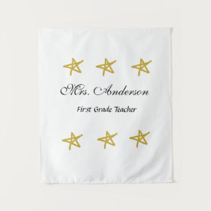 Back to school teacher name golden stars appreciat tapestry