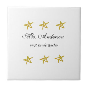 Back to school teacher name golden stars appreciat tile