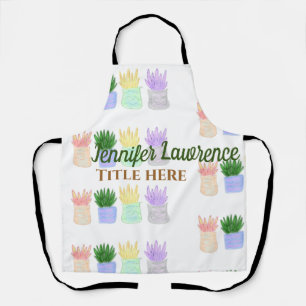 Back to school teacher name title succulents plant apron