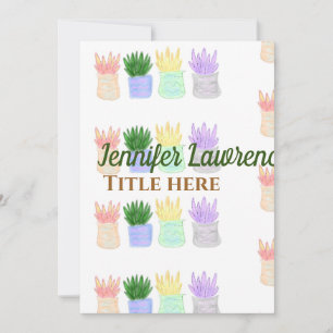 Back to school teacher name title succulents plant holiday card