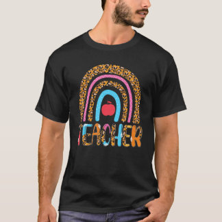 Back To School Teacher Rainbow Leopard 1st Day Sch T-Shirt