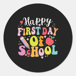 Back To School Teacher Student Happy First Day Of Classic Round Sticker
