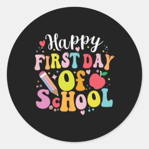 Back To School Teacher Student Happy First Day Of  Classic Round Sticker