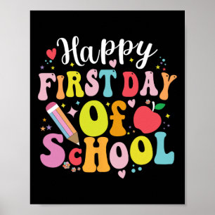 Back To School Teacher Student Happy First Day Of  Poster