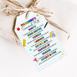 Back to School Teacher's Survival Kit Favor Tags