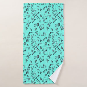 Back to school teal bath towel