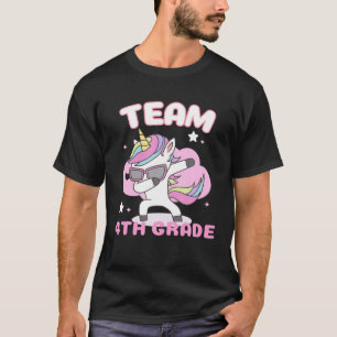 Back To School Team 4Th Grade Dabbing Unicorn Squa T-Shirt