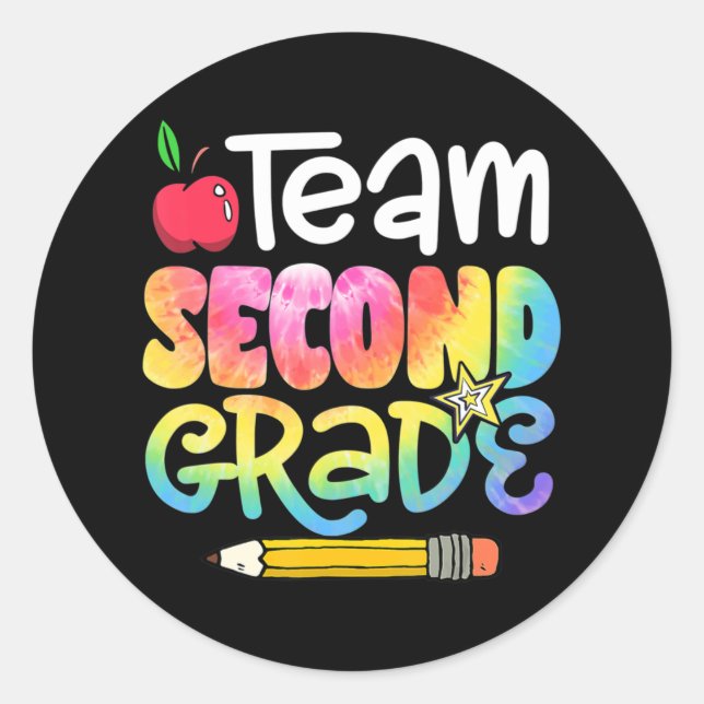 Back To School Team Second Grade Tie Dye 2nd Grade Classic Round Sticker (Front)