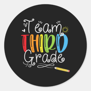 Back To School Team Third Grade 3rd Teacher Studen Classic Round Sticker