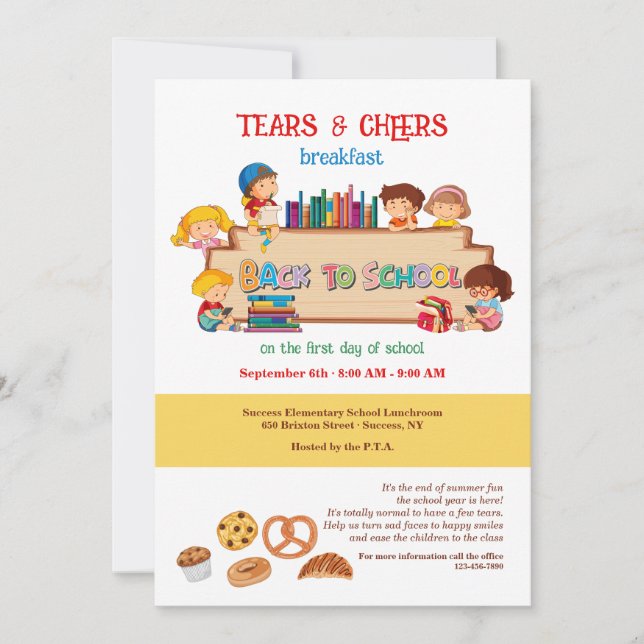 Back to School Tears and Cheers Invitation (Front)