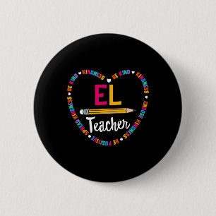 Back To School Tee El Teacher English Learner Squa 6 Cm Round Badge