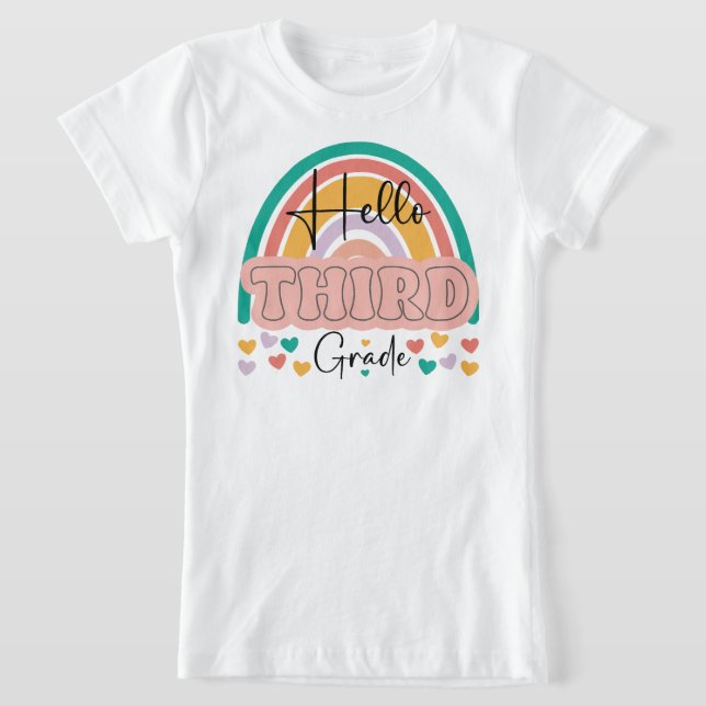  Back to School Tee | Hello Third Grade T-Shirt (Laydown)