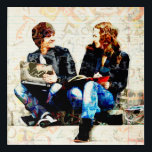 Back to School Teens on Step Pop Art Collage<br><div class="desc">My Back to School design was inspired by 'cut and paste' that is used in so many different projects that are done throughout the years of going to school. I decided to incorporate this look into my digital illustration of this boy and girl sitting on the school steps hanging out...</div>