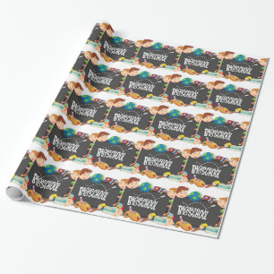Back to school theme with boy and girls wrapping paper