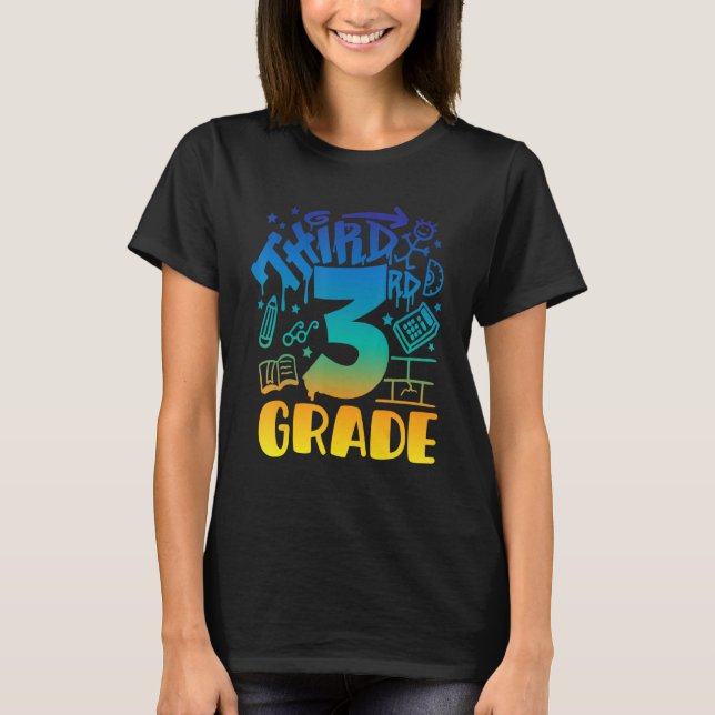 Back To School Third 3rd Grade Teacher Boys Graffi T-Shirt (Front)