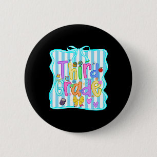Back To School Third Grade Girls Bow 3rd Grade Tea 6 Cm Round Badge