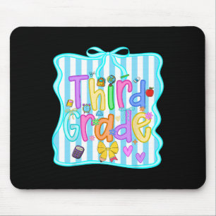 Back To School Third Grade Girls Bow 3rd Grade Tea Mouse Mat