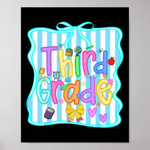 Back To School Third Grade Girls Bow 3rd Grade Tea Poster