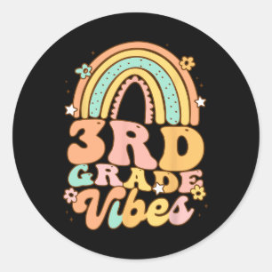 Back To School Third Grade Vibes Student Teacher r Classic Round Sticker
