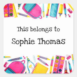 Back to School This Belongs to Fun and Colourful Square Sticker