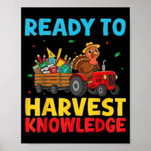 Back To School Turkey Farming Tractor Farmer Kids Poster