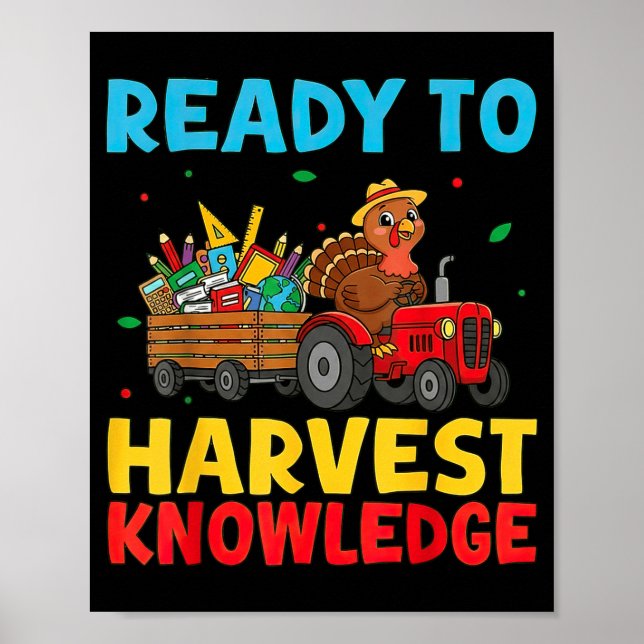 Back To School Turkey Farming Tractor Farmer Kids  Poster (Front)