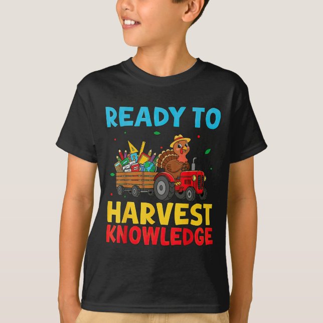 Back To School Turkey Farming Tractor Farmer Kids  T-Shirt (Front)