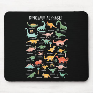 Back To School Types Of Dinosaurs Alphabet Identif Mouse Mat