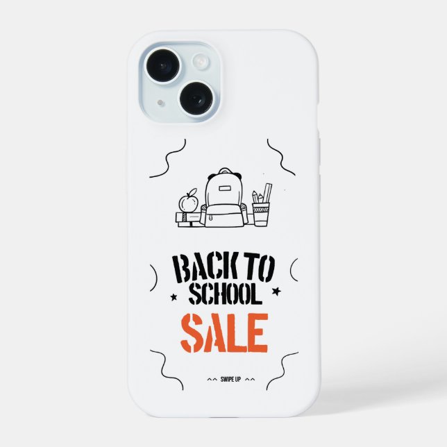 Back to School Typography Design iPhone 15 Case (Back)