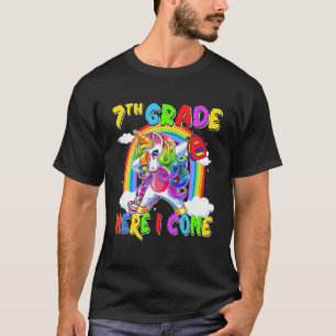 Back To School Unicorn Dabbing 7Th Grade Kids Seve T-Shirt