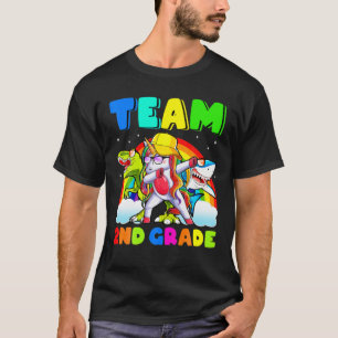 Back To School Unicorn Dinosaur Shark Team 2Nd Gra T-Shirt