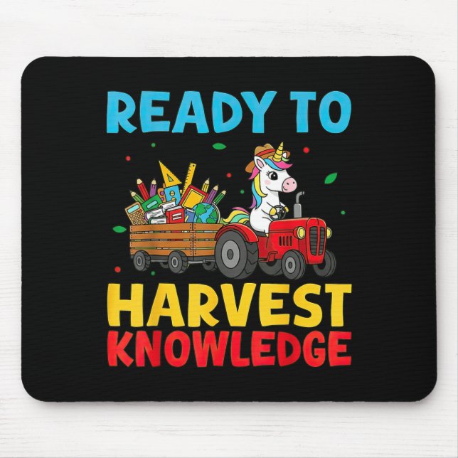 Back To School Unicorn Farming Tractor Farmer Kids Mouse Mat (Front)