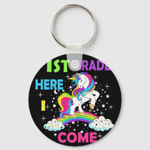 Back To School Unicorn Hello First Day Of First Gr Key Ring