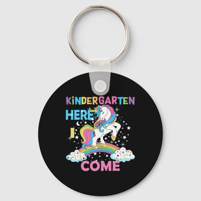 Back To School Unicorn Hello First Day of Kinderga Key Ring (Front)
