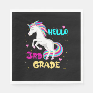 Back To School Unicorn Hello Kid First Day of Thir Napkin