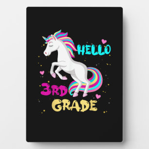 Back To School Unicorn Hello Kid First Day of Thir Plaque