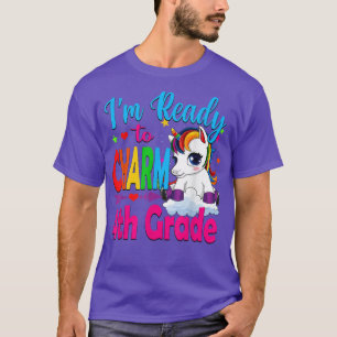 Back to School Unicorn - Ready to Charm 4th Grade T-Shirt