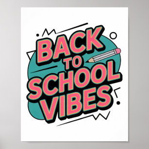 Back To School Vibes Retro Pencil First Day Kids B Poster