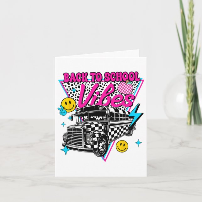 Back To School Vibes School Bus Preppy Teacher Stu Card (Front)