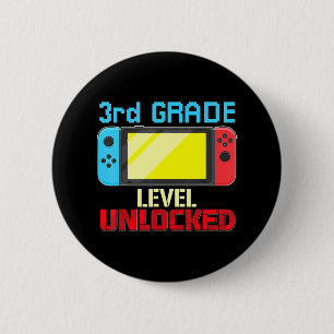 Back to School Video Gamer 3rd Grade Level Unlocke 6 Cm Round Badge