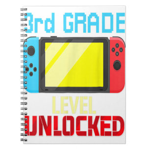 Back to School Video Gamer 3rd Grade Level Unlocke Notebook