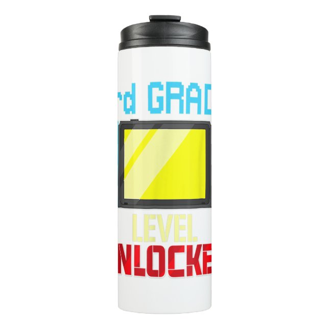 Back to School Video Gamer 3rd Grade Level Unlocke Thermal Tumbler (Front)
