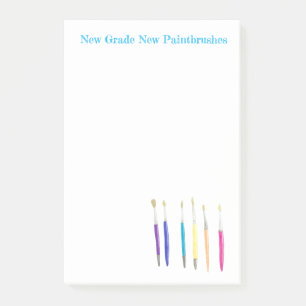 Back To School Watercolor Paintbrushes Post-it Notes
