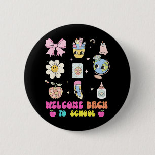 Back To School Welcome Back Cute Globe Pencil Art 6 Cm Round Badge