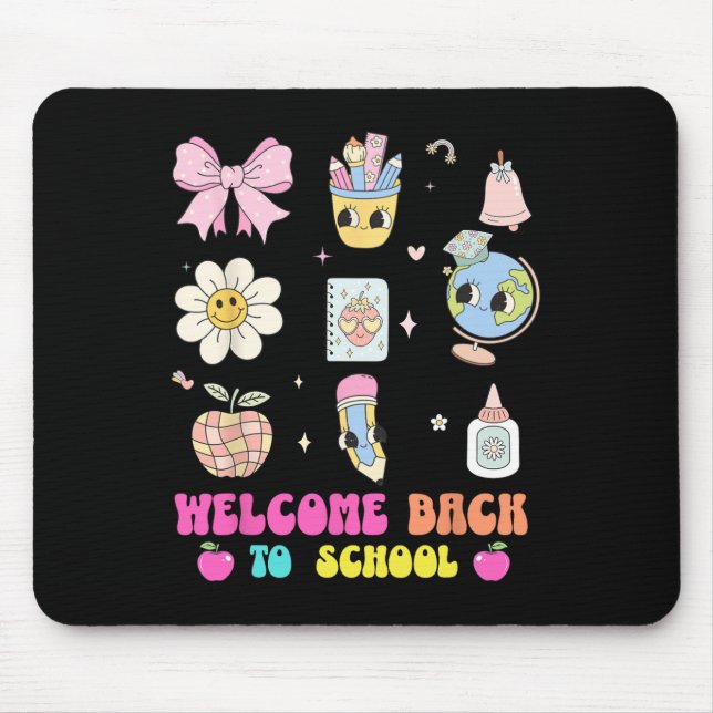 Back To School Welcome Back Cute Globe Pencil Art  Mouse Mat (Front)