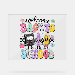 Back to School Welcome Back to School Boy Girl Kid Acrylic Sign